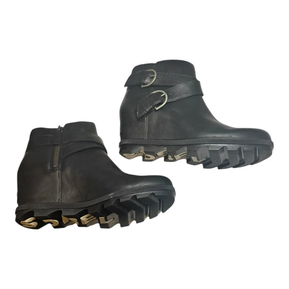 NWT Sorel Joan Of Arctic Women's 9.5 Black Ankle Boots leather - Picture 7 of 9